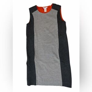 Joan Vass Black and Gray Patterned Dress with Orange Lining